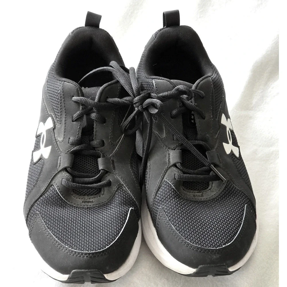 Under Armour Charged Assert 9 Mens Running Shoes Black White 4E Wide 3024852-001